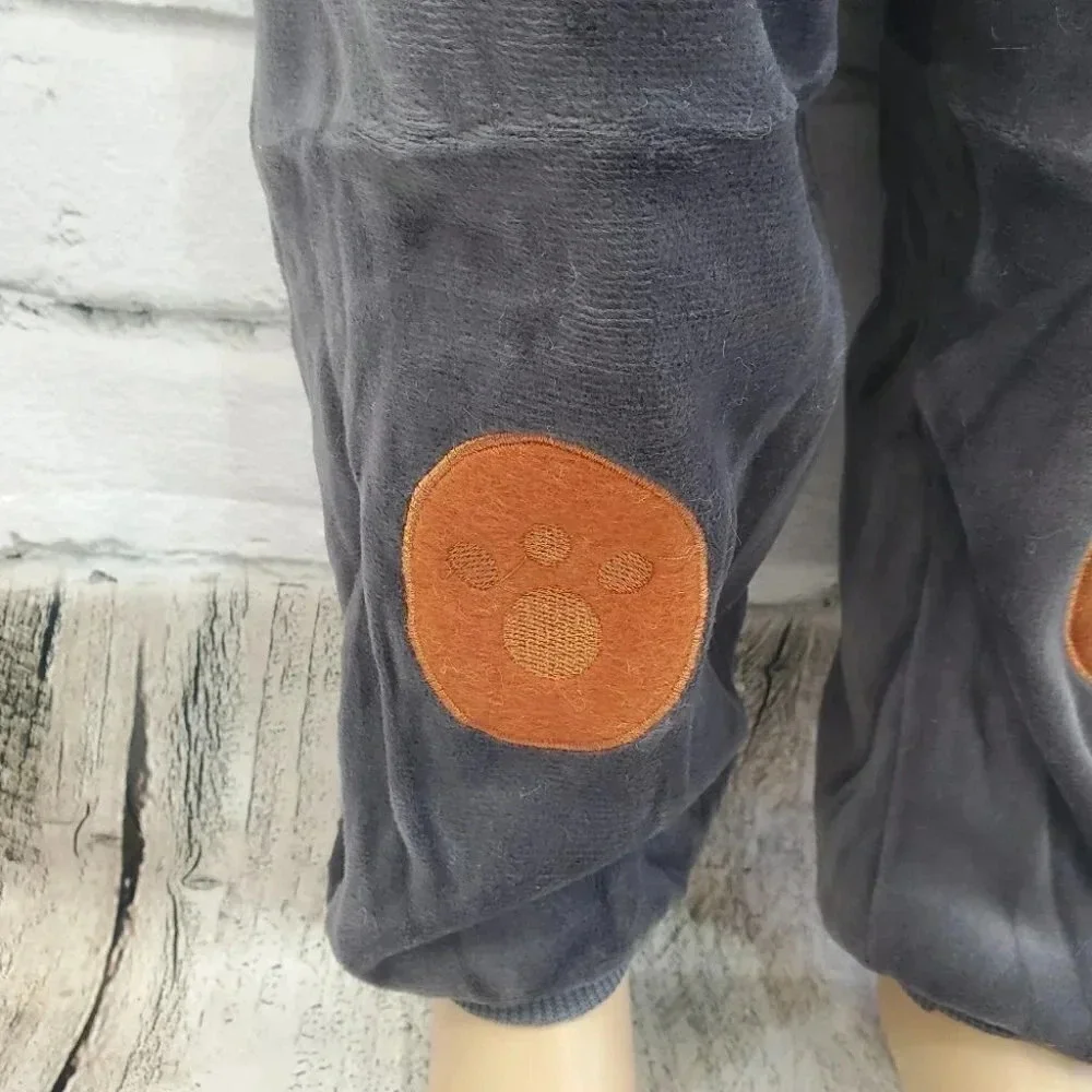 5T Toddler Grey Teddy Bear 2 piece Hoodie and Pants Velvet Outfit Set